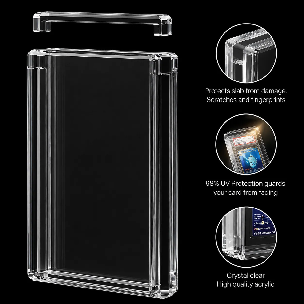Protects slab from damage — 98% UV protection, crystal-clear acrylic